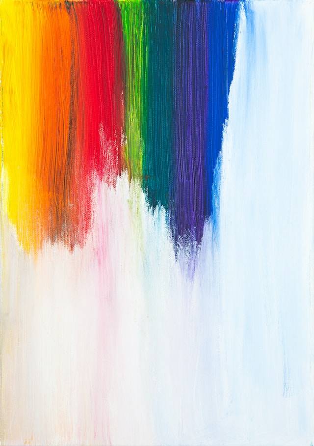 A rainbow of colors painted on paper