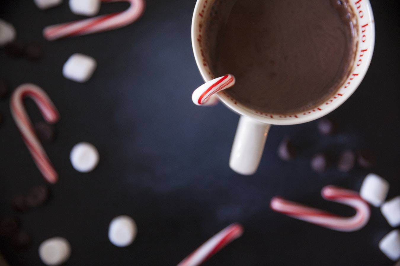 hot cocoa with candy canes