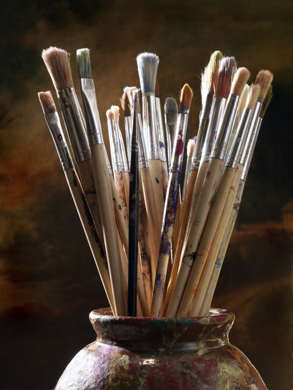 stock image - paint brushes in a pot