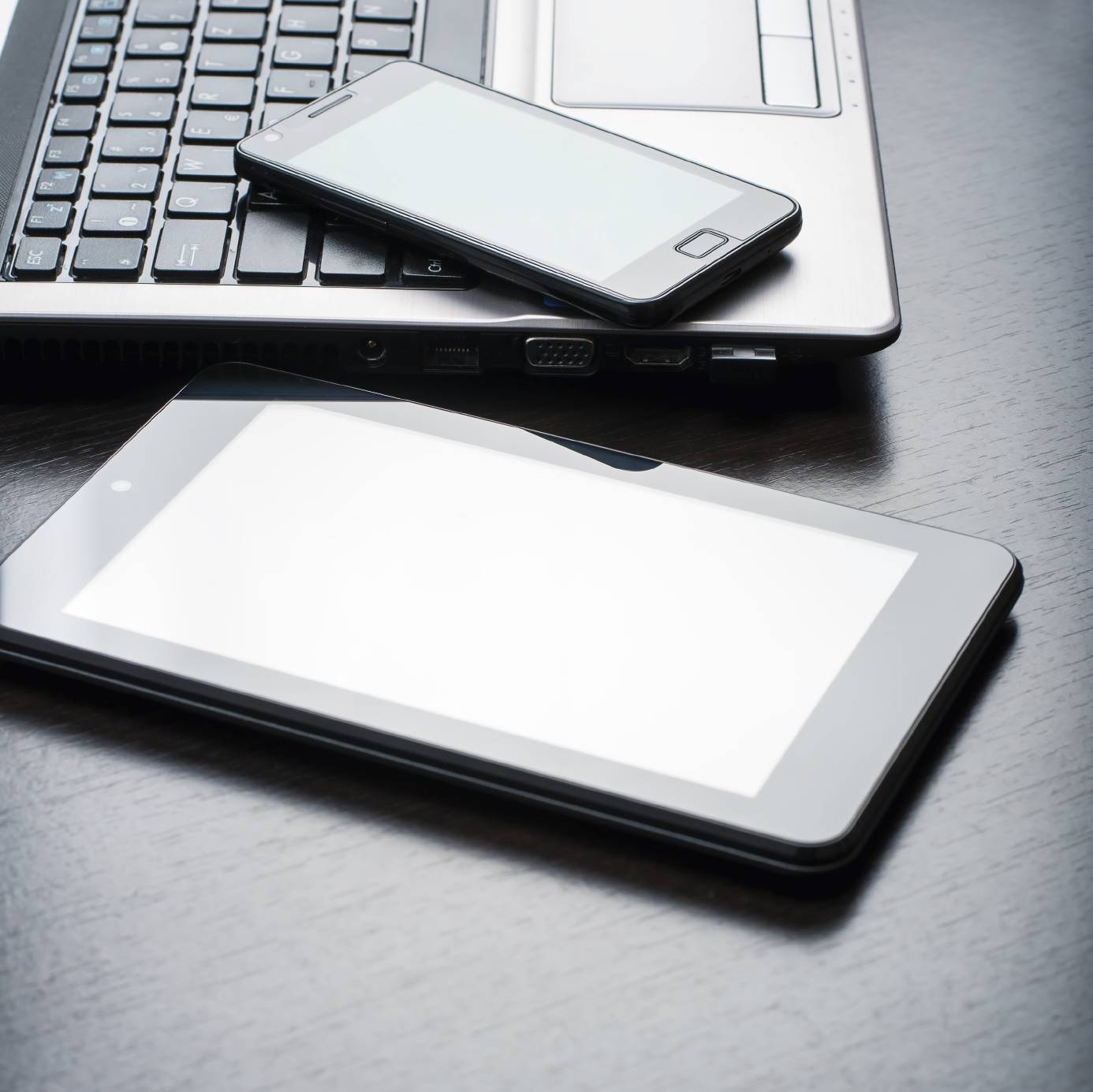stock image - laptop, smartphone and tablet