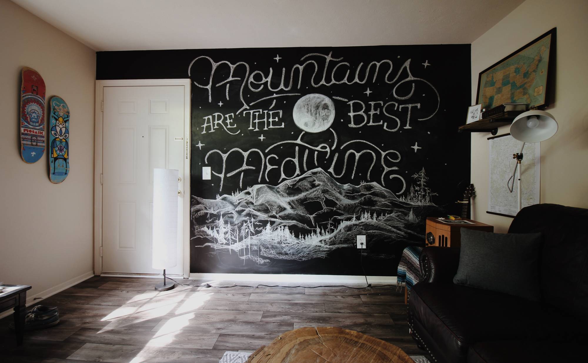 Wall with chalk lettering